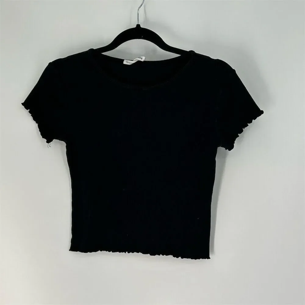 Reformation Women's XS Black Cropped Lowen Tee Short Sleeve Casual Top - Picture 4 of 11
